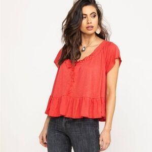 NWT! Free People Charlie Ruffle Top